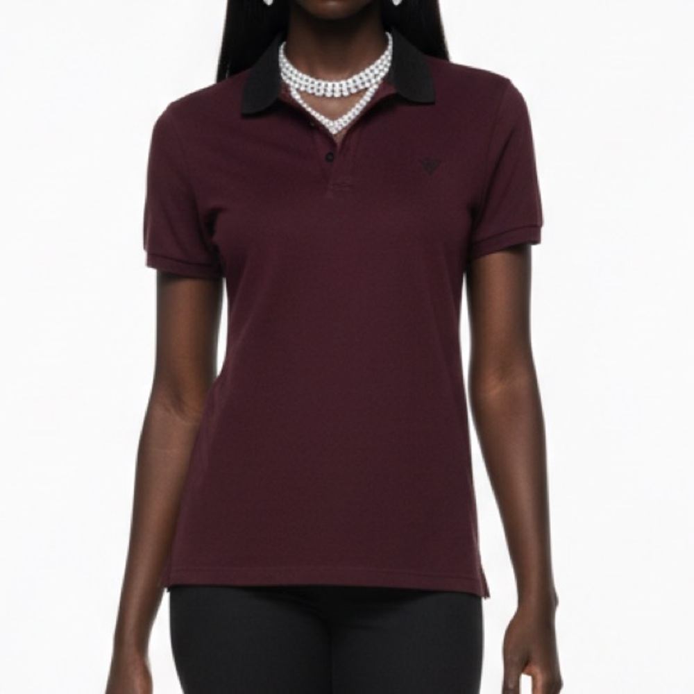 Guess Polo Shirt Burgundy/Black Size Medium LIKE NEW! Vintage